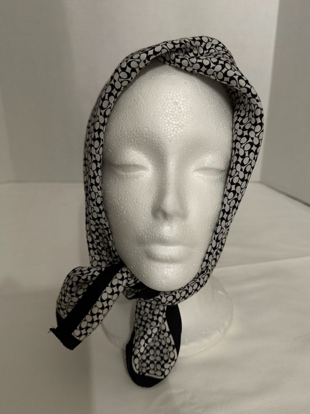 Coach Black & White Signature Silk Scarf - Picture 10 of 11